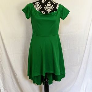 Green bardot hi-low dress
